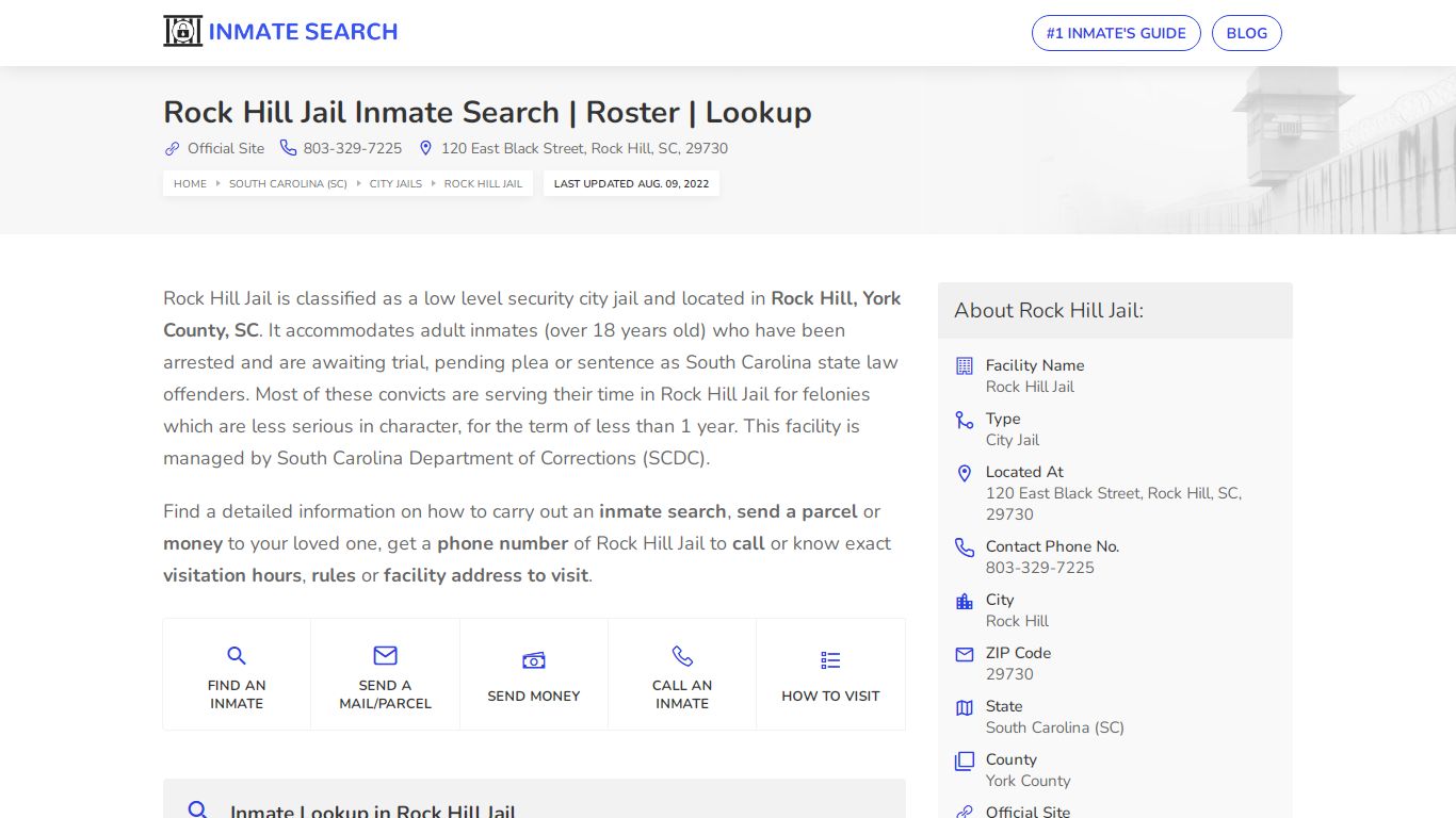 Rock Hill Jail Inmate Search | Roster | Lookup