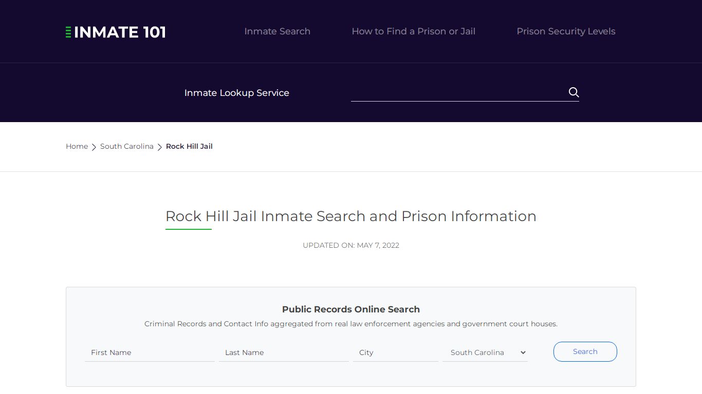 Rock Hill Jail Inmate Search, Visitation, Phone no ...