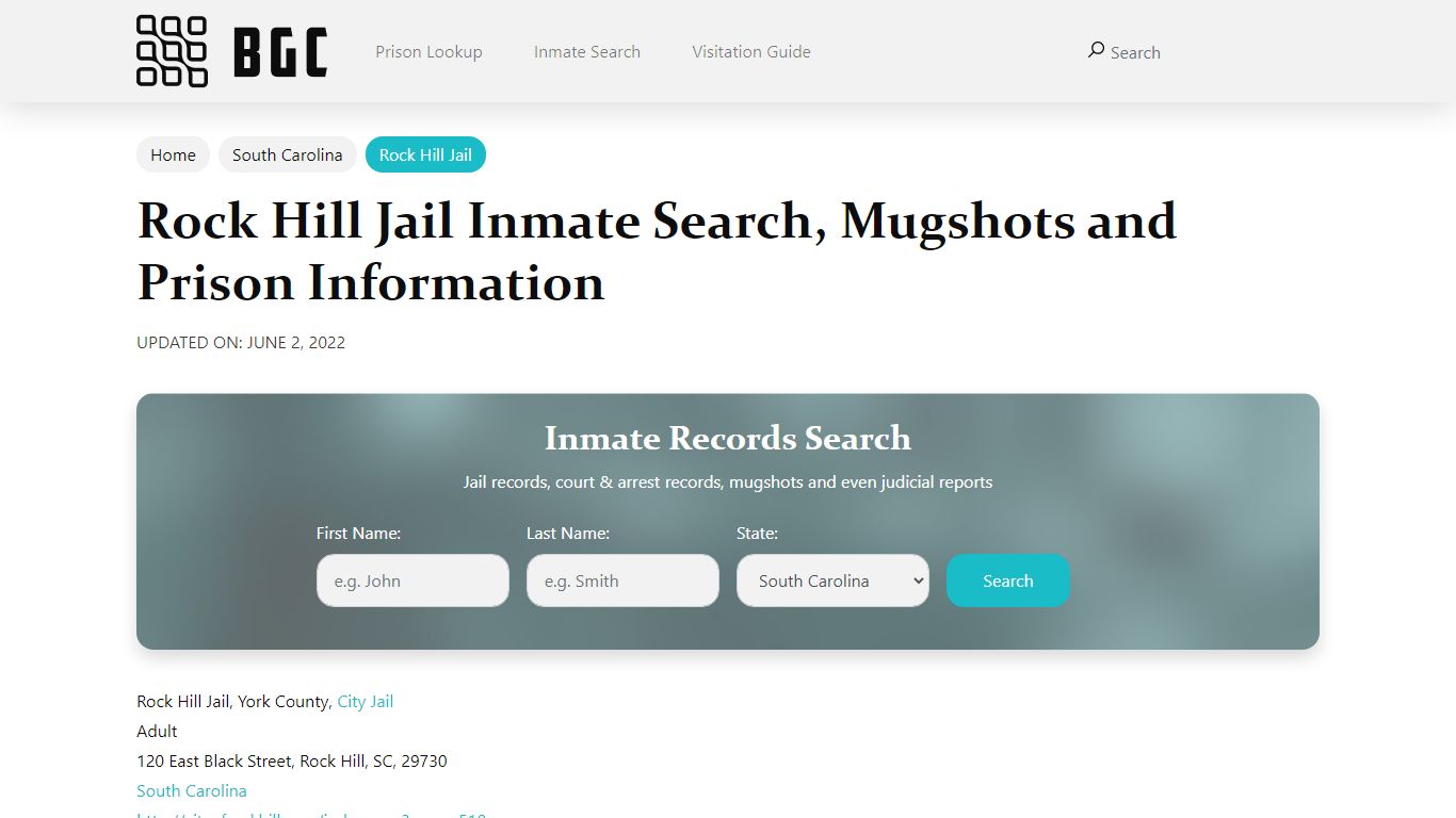 Rock Hill Jail Inmate Search, Mugshots, Visitation, Phone ...